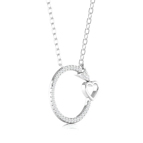 0.13 Ctw Circle Arrow Heart Lab Grown Fashion Pendant