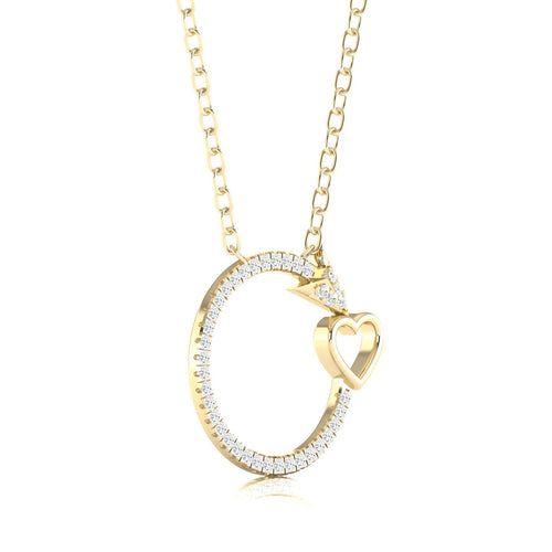 0.13 Ctw Circle Arrow Heart Lab Grown Fashion Pendant