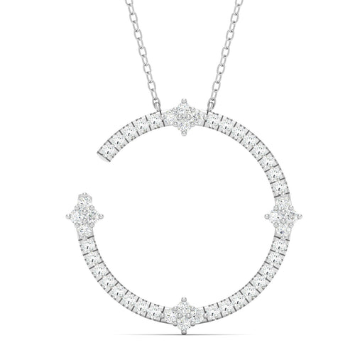 1/2 Ctw Floweret Open Circle Lab Grown Fashion Pendant