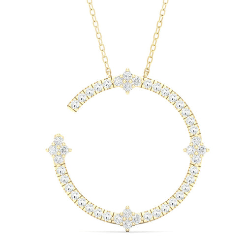 1/2 Ctw Floweret Open Circle Lab Grown Fashion Pendant