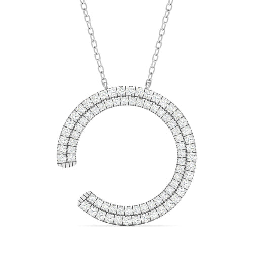 1/2 Ctw Double Row Open Circle Lab Grown Fashion Pendant