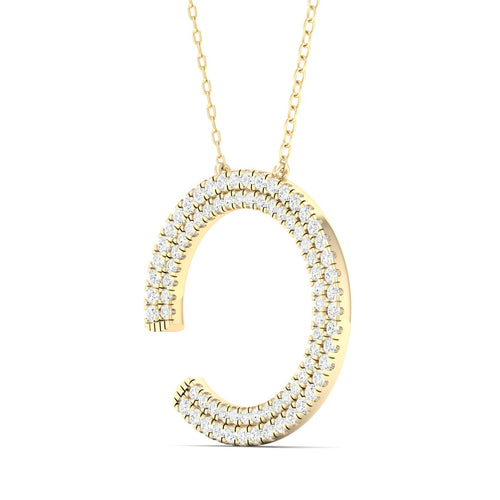 1/2 Ctw Double Row Open Circle Lab Grown Fashion Pendant