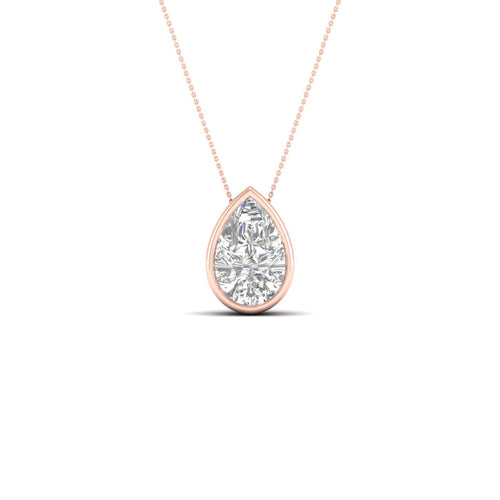 1 ctw Pear Bezel Set Solitaire Lab Grown Pendant