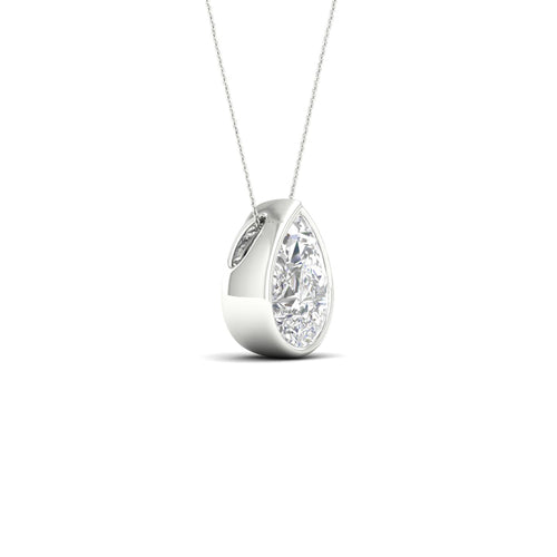 1 ctw Pear Bezel Set Solitaire Lab Grown Pendant