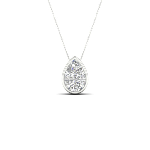 1 ctw Pear Bezel Set Solitaire Lab Grown Pendant
