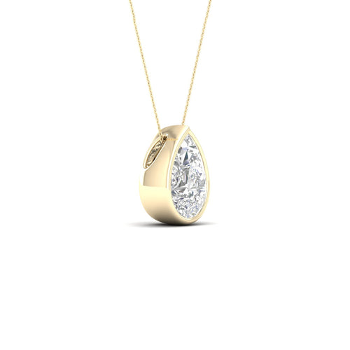1 ctw Pear Bezel Set Solitaire Lab Grown Pendant