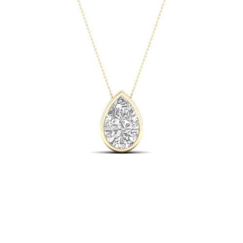 1 ctw Pear Bezel Set Solitaire Lab Grown Pendant
