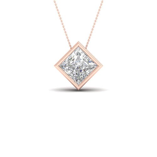1 1/2 ctw Princess Bezel Set Solitaire Lab Grown Pendant