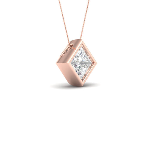 1 1/2 ctw Princess Bezel Set Solitaire Lab Grown Pendant