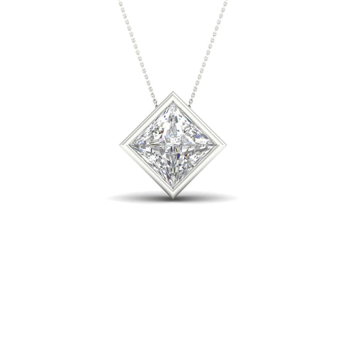 1 1/2 ctw Princess Bezel Set Solitaire Lab Grown Pendant