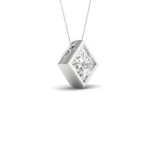 1 1/2 ctw Princess Bezel Set Solitaire Lab Grown Pendant