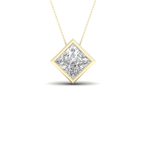 1 1/2 ctw Princess Bezel Set Solitaire Lab Grown Pendant