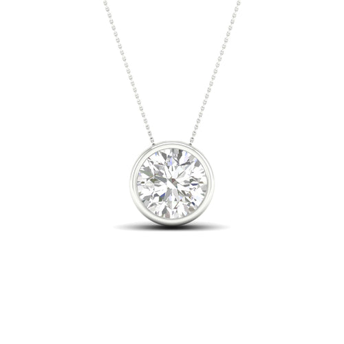 1 1/2 ctw Round Bezel Set Solitaire Lab Grown Pendant