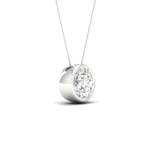 1 1/2 ctw Round Bezel Set Solitaire Lab Grown Pendant