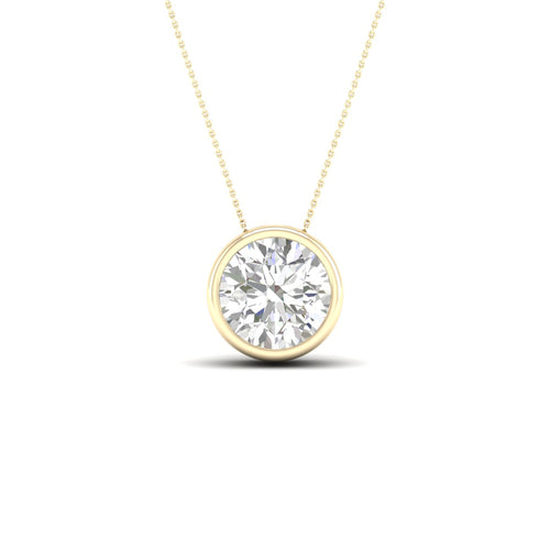 1 1/2 ctw Round Bezel Set Solitaire Lab Grown Pendant