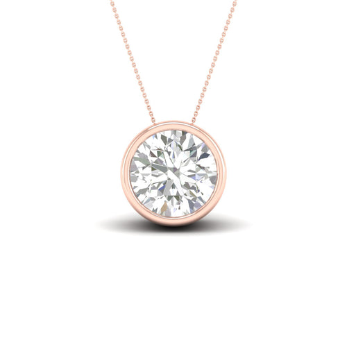 2 ctw Round Bezel Set Solitaire Lab Grown Pendant