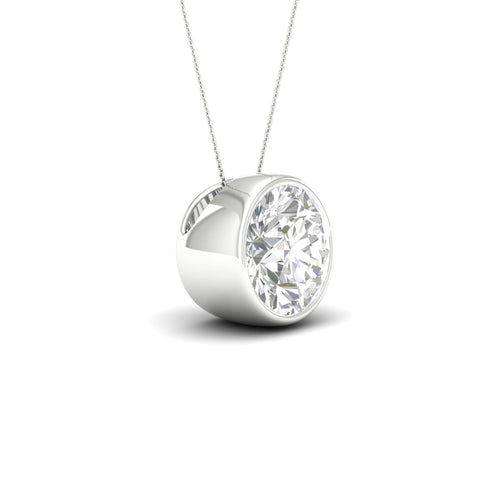 2 ctw Round Bezel Set Solitaire Lab Grown Pendant