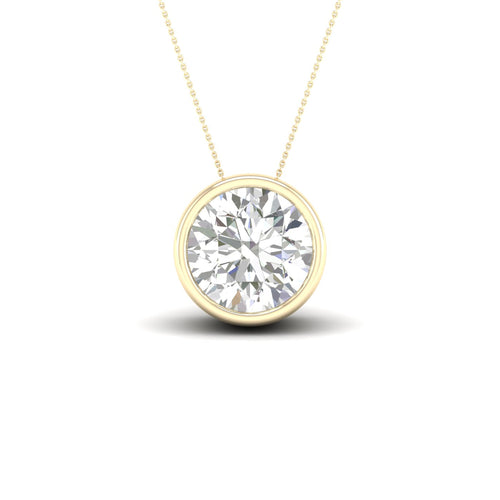 2 ctw Round Bezel Set Solitaire Lab Grown Pendant