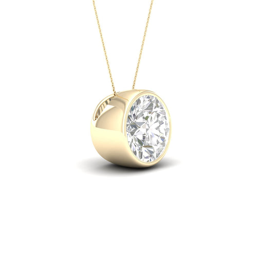 2 ctw Round Bezel Set Solitaire Lab Grown Pendant