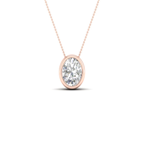 1/2 ctw Oval Bezel Set Solitaire Lab Grown Pendant