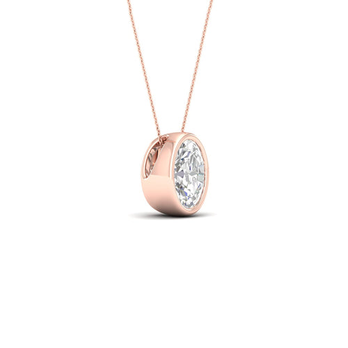 1/2 ctw Oval Bezel Set Solitaire Lab Grown Pendant