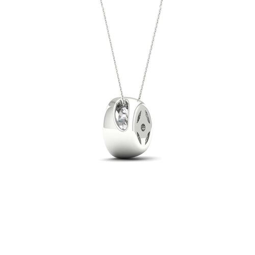 1/2 ctw Oval Bezel Set Solitaire Lab Grown Pendant