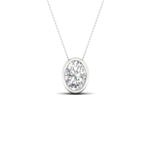 1/2 ctw Oval Bezel Set Solitaire Lab Grown Pendant