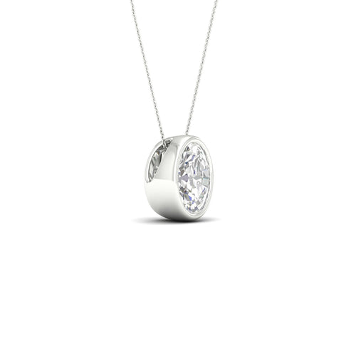 1/2 ctw Oval Bezel Set Solitaire Lab Grown Pendant