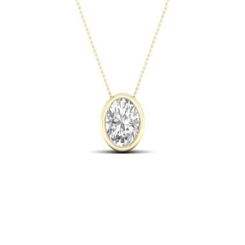 1/2 ctw Oval Bezel Set Solitaire Lab Grown Pendant
