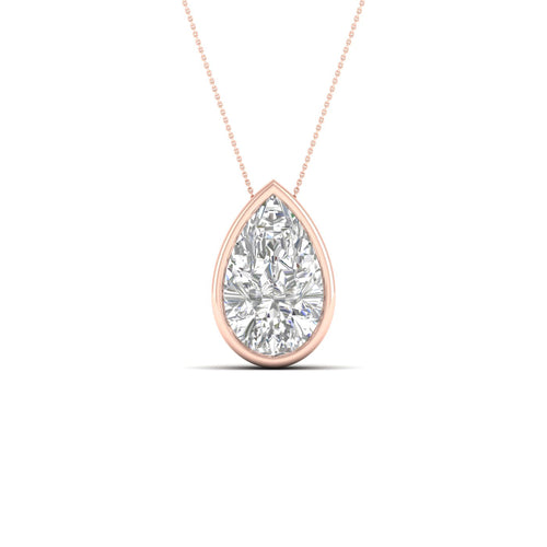 2 ctw Pear Bezel Set Solitaire Lab Grown Pendant
