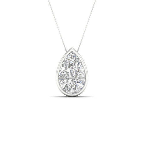 2 ctw Pear Bezel Set Solitaire Lab Grown Pendant