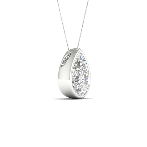 2 ctw Pear Bezel Set Solitaire Lab Grown Pendant