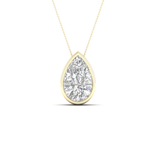 2 ctw Pear Bezel Set Solitaire Lab Grown Pendant
