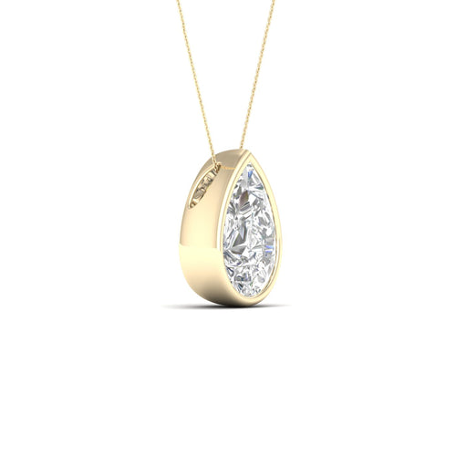 2 ctw Pear Bezel Set Solitaire Lab Grown Pendant