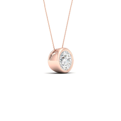 1/2 ctw Round Bezel Set Solitaire Lab Grown Pendant