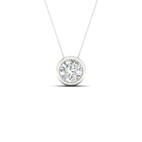 1/2 ctw Round Bezel Set Solitaire Lab Grown Pendant