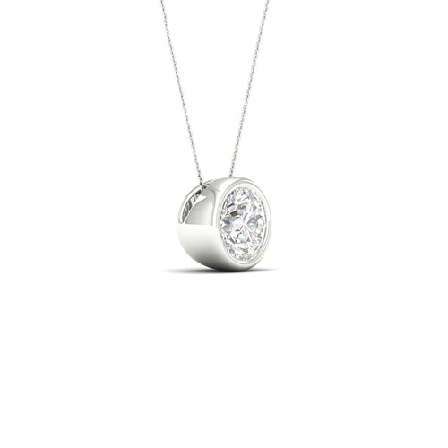 1/2 ctw Round Bezel Set Solitaire Lab Grown Pendant