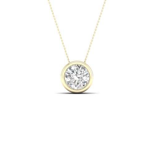 1/2 ctw Round Bezel Set Solitaire Lab Grown Pendant