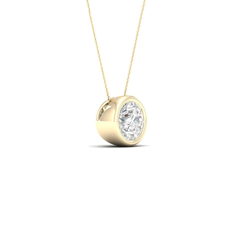 1/2 ctw Round Bezel Set Solitaire Lab Grown Pendant