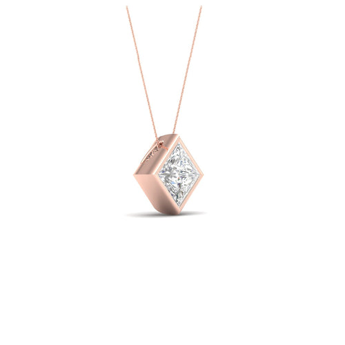 1/2 ctw Princess Bezel Set Solitaire Lab Grown Pendant