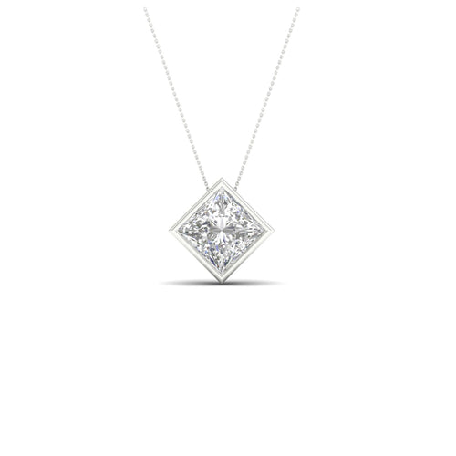 1/2 ctw Princess Bezel Set Solitaire Lab Grown Pendant