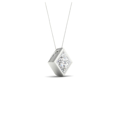 1/2 ctw Princess Bezel Set Solitaire Lab Grown Pendant