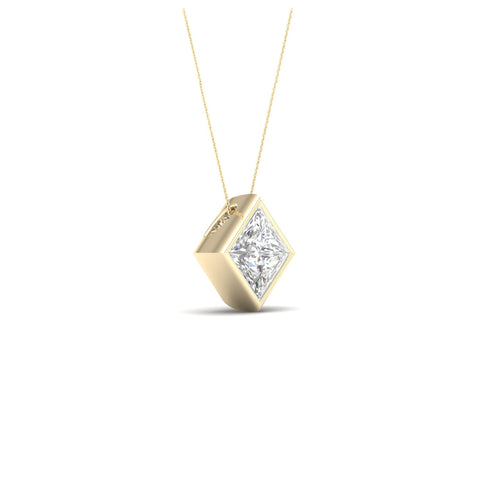 1/2 ctw Princess Bezel Set Solitaire Lab Grown Pendant