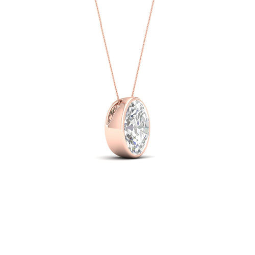 1 ctw Oval Bezel Set Solitaire Lab Grown Pendant