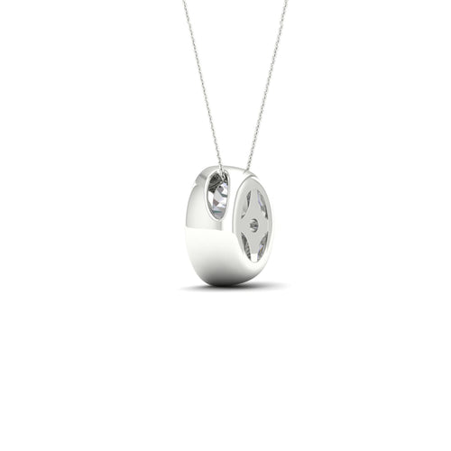 1 ctw Oval Bezel Set Solitaire Lab Grown Pendant