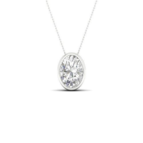 1 ctw Oval Bezel Set Solitaire Lab Grown Pendant