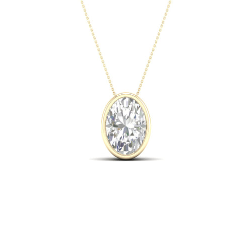 1 ctw Oval Bezel Set Solitaire Lab Grown Pendant