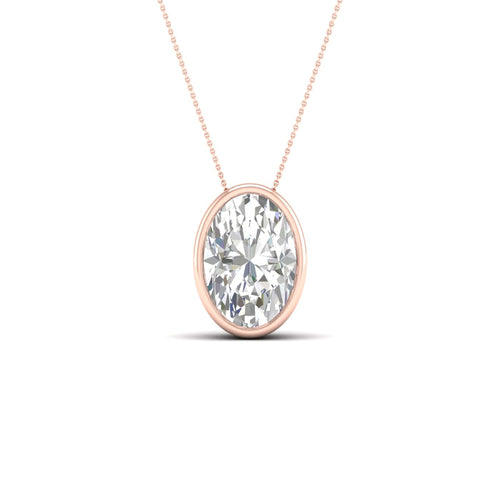 2 ctw Oval Bezel Set Solitaire Lab Grown Pendant