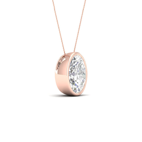 2 ctw Oval Bezel Set Solitaire Lab Grown Pendant