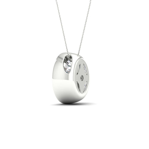 2 ctw Oval Bezel Set Solitaire Lab Grown Pendant